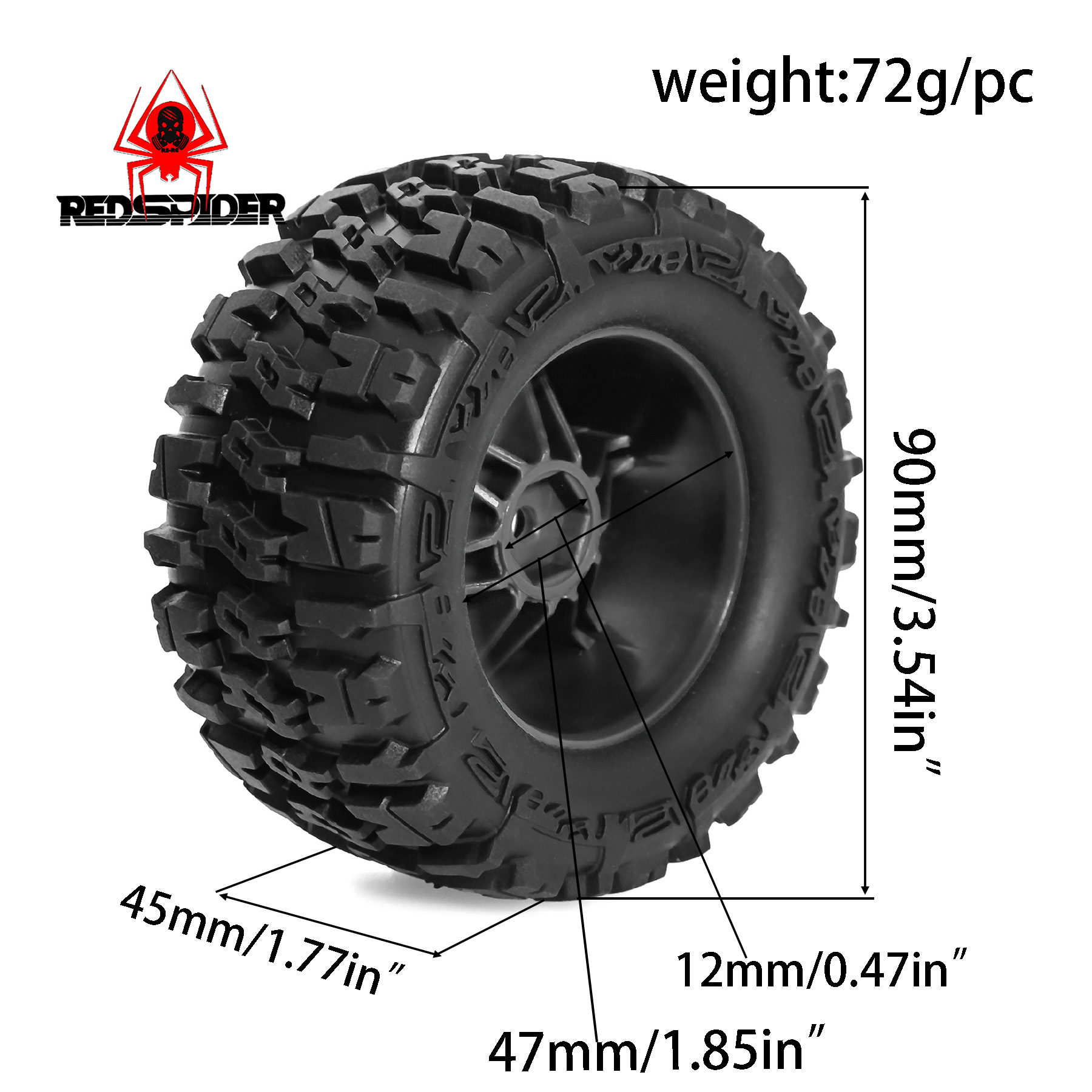 90mm Skidproof Rubber Wheel Ti - Rc Truck Monster recension och pris